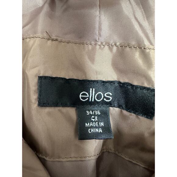 Ellos Size 4X Plus Brown Tan Neutral Puffer Font Zip Jacket Hood Winter Parka - Picture 4 of 10